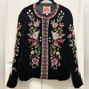 Johnny Was Mahea heavily embroidered quilted accented jacket